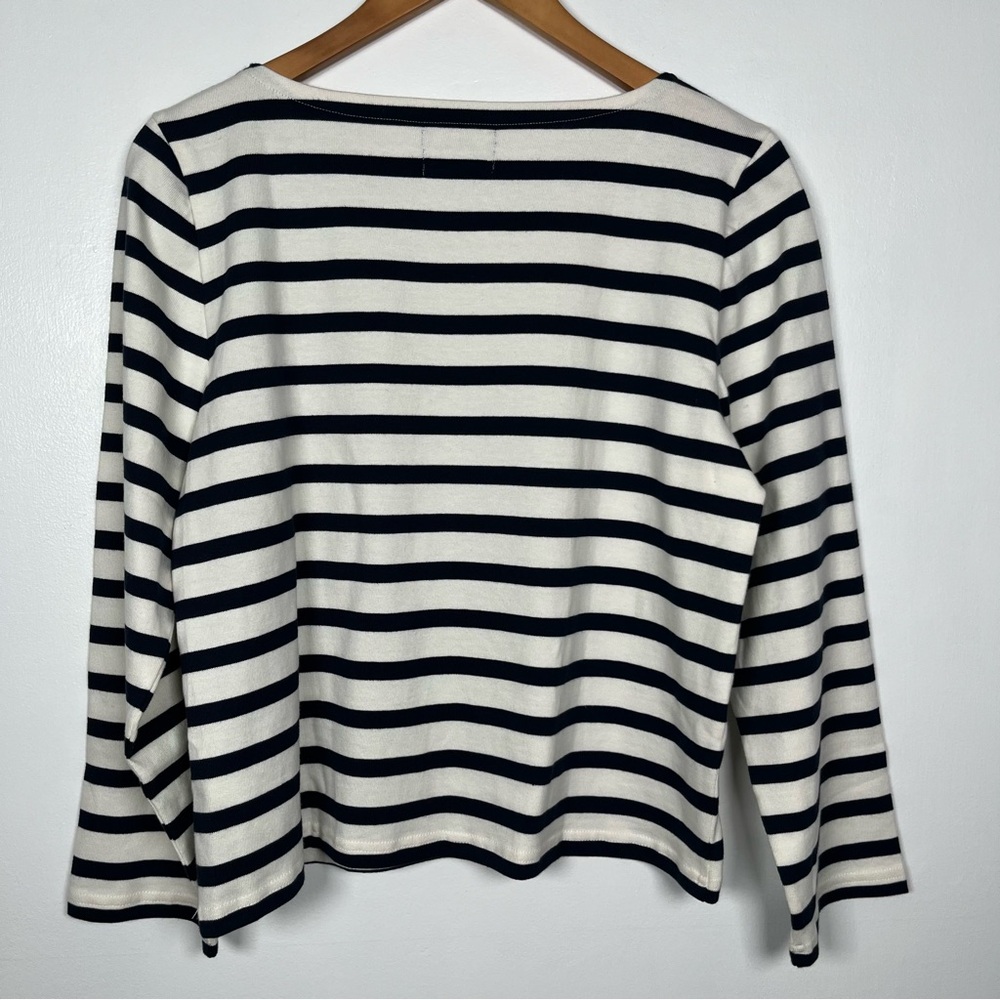 J.Crew Size M Classic mariner cloth boatneck T-shirt in stripe Ivory Navy - Picture 5 of 9